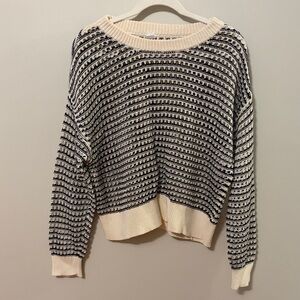 Old Navy Black and Cream Knitted Patterned Sweater